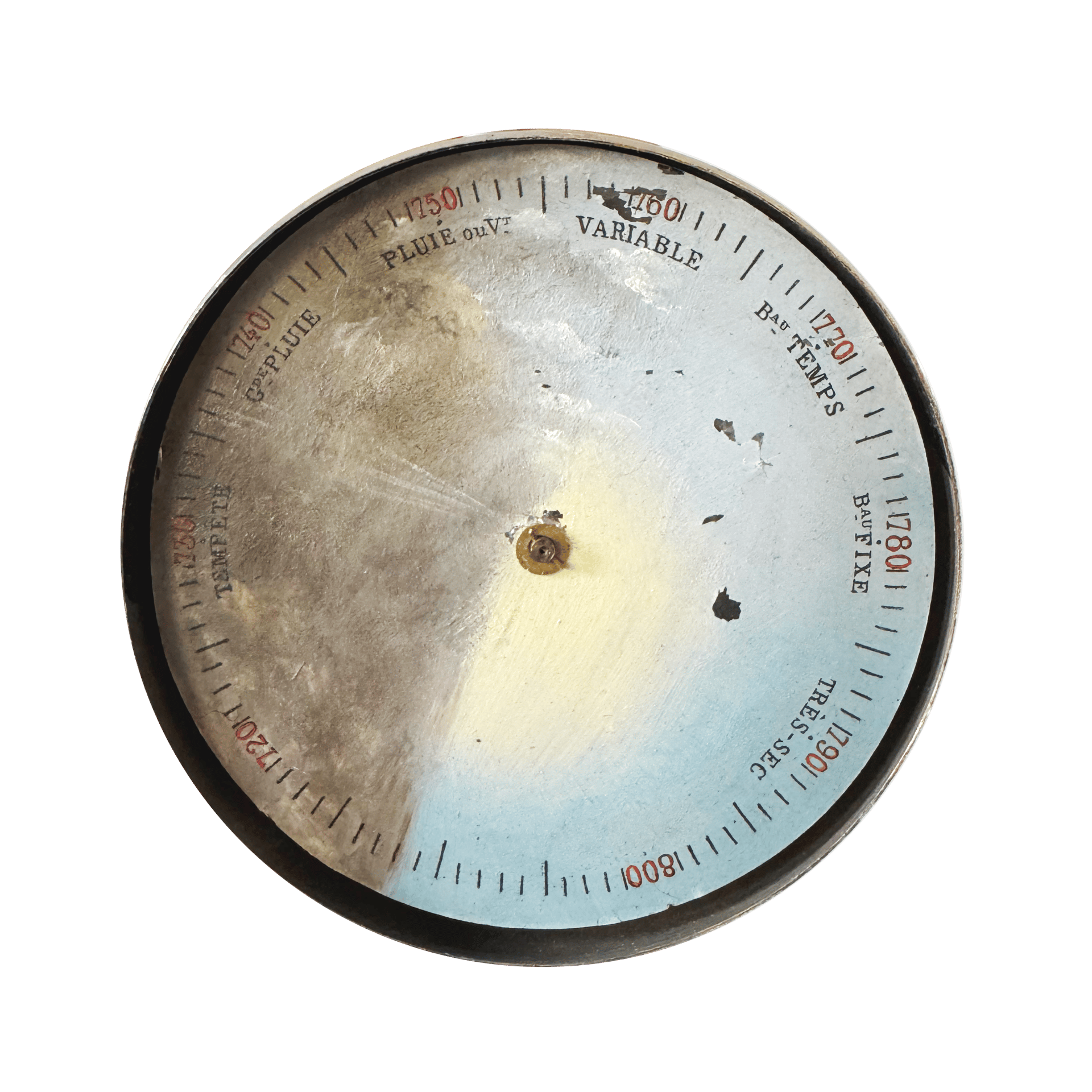 Reverse glass painting landscape barometer