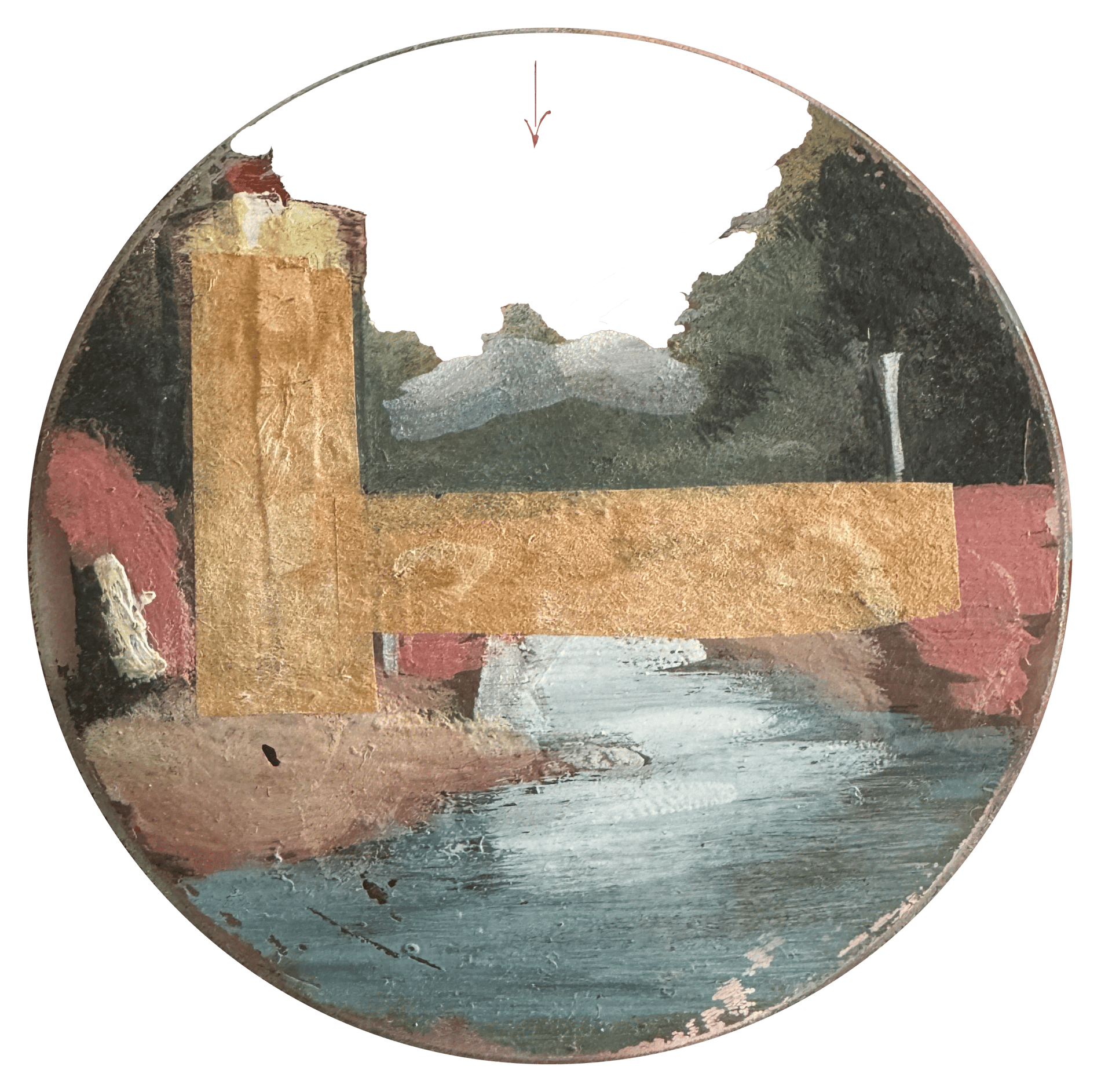 Reverse glass painting landscape barometer