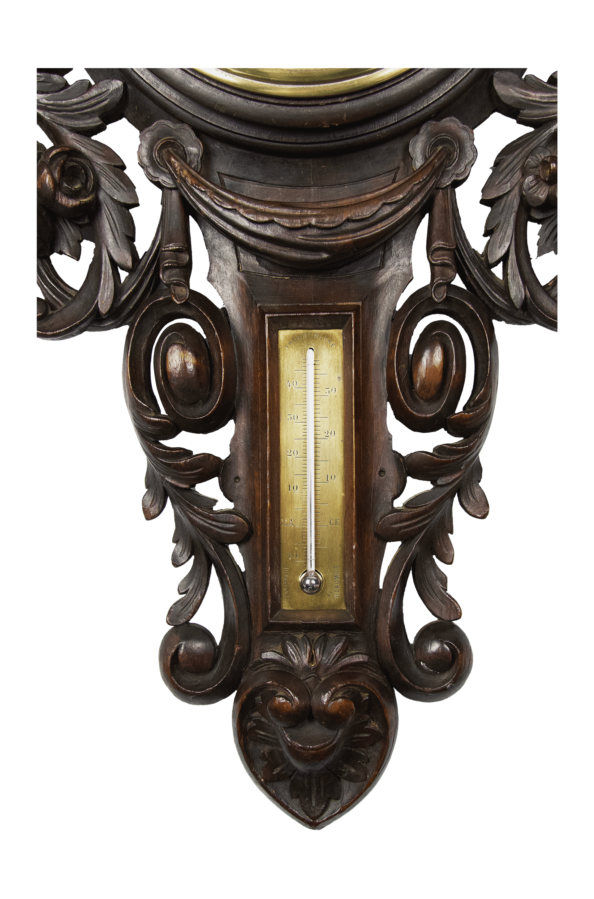 Carved oak case with griffins barometer