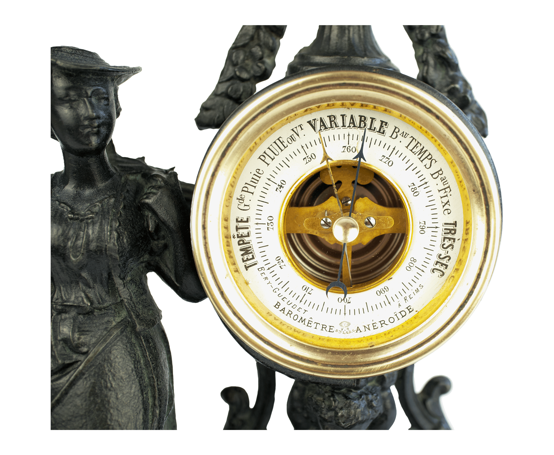 Napoleon III Figural Cast Aneroid Barometer