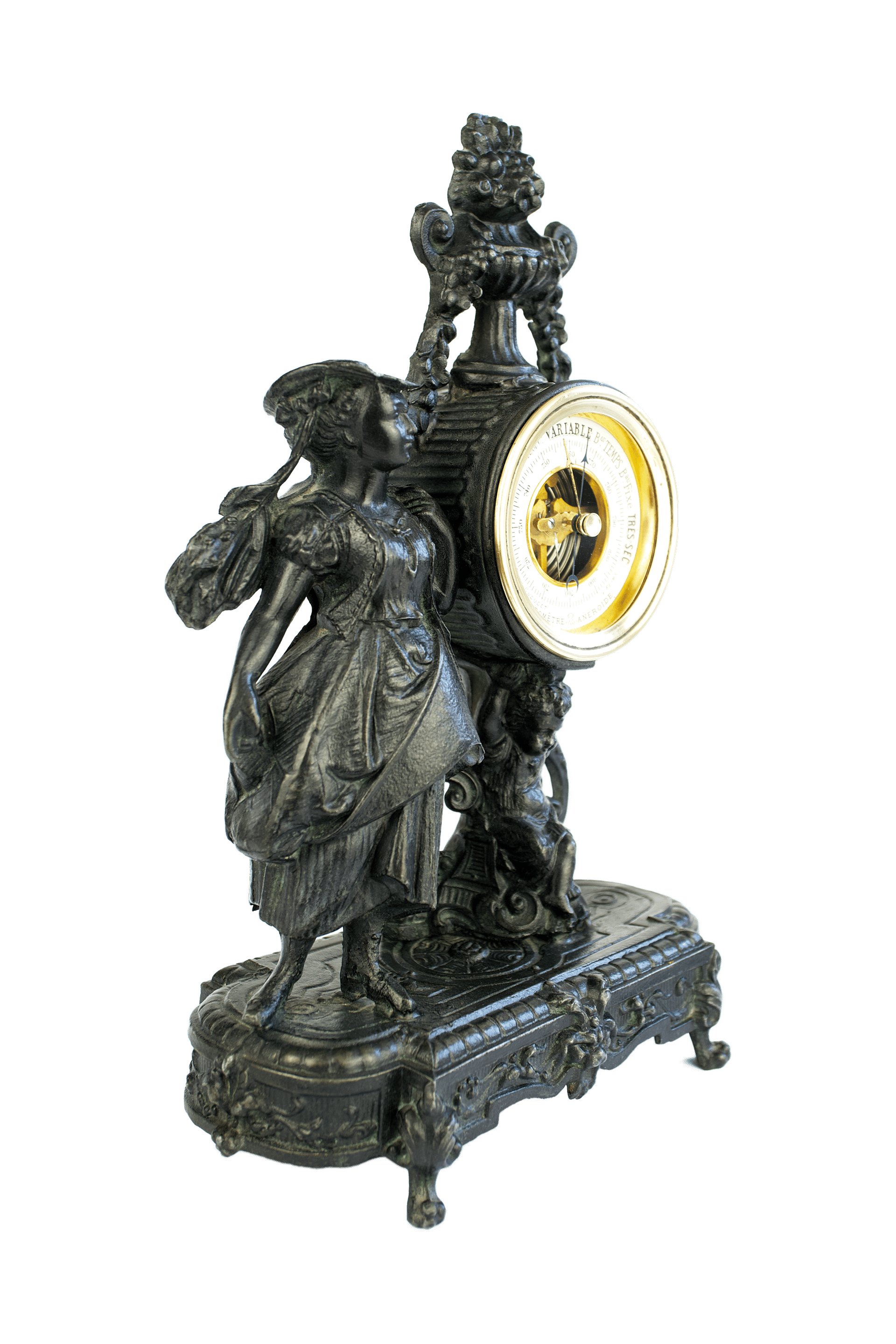 Napoleon III Figural Cast Aneroid Barometer