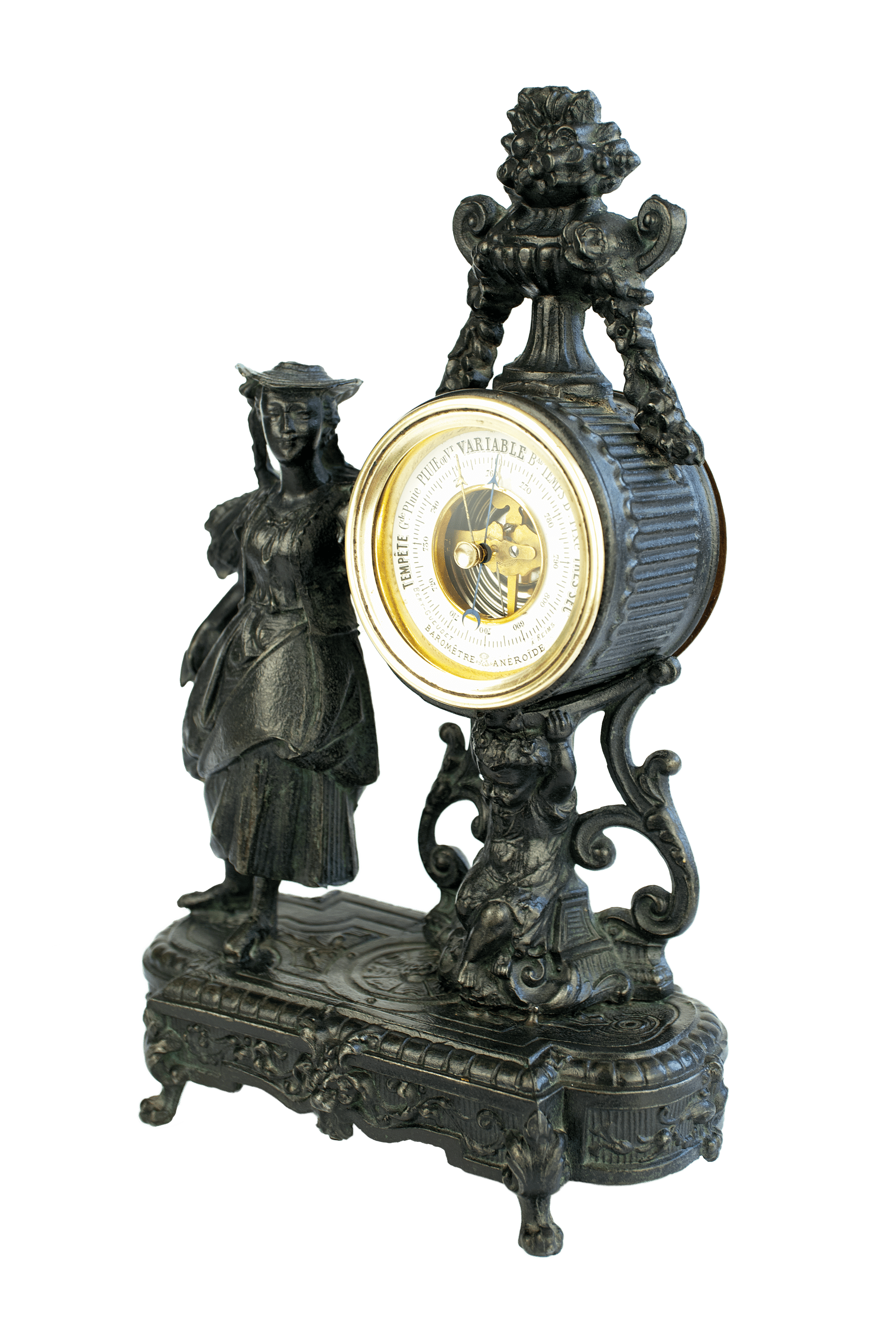 Napoleon III Figural Cast Aneroid Barometer