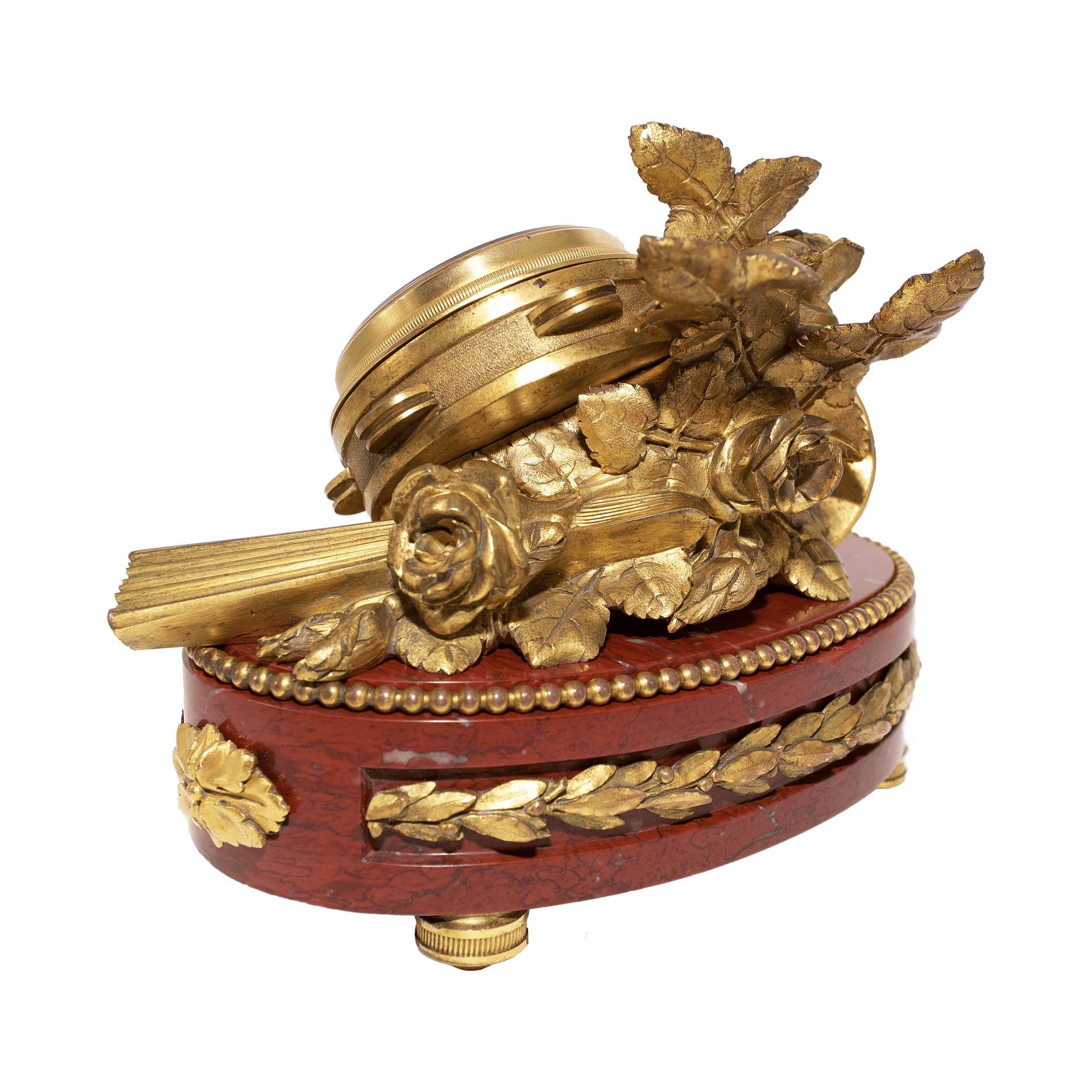 Napoleon III Ormolu and Rouge Griotte Marble Aneroid Barometer