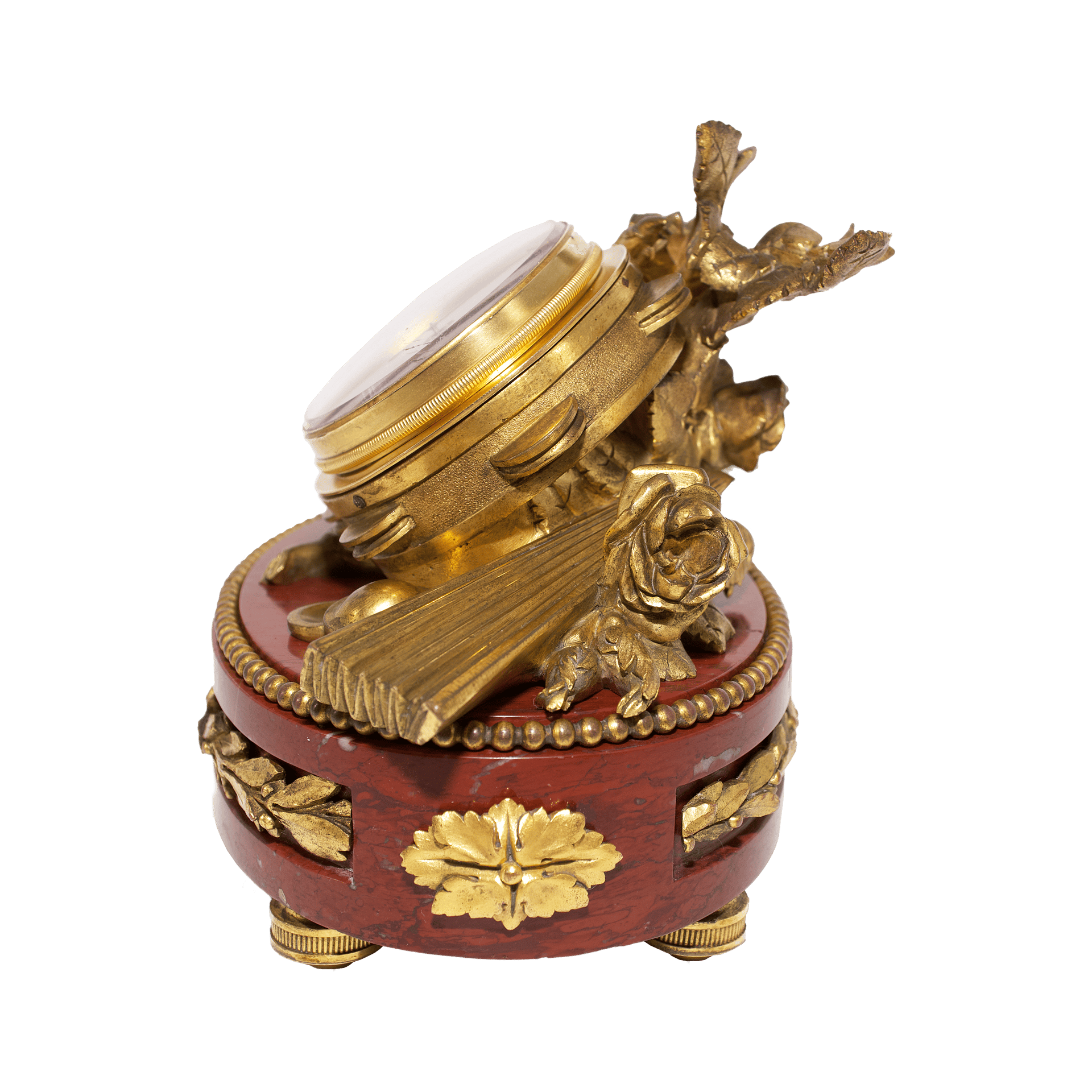 Napoleon III Ormolu and Rouge Griotte Marble Aneroid Barometer