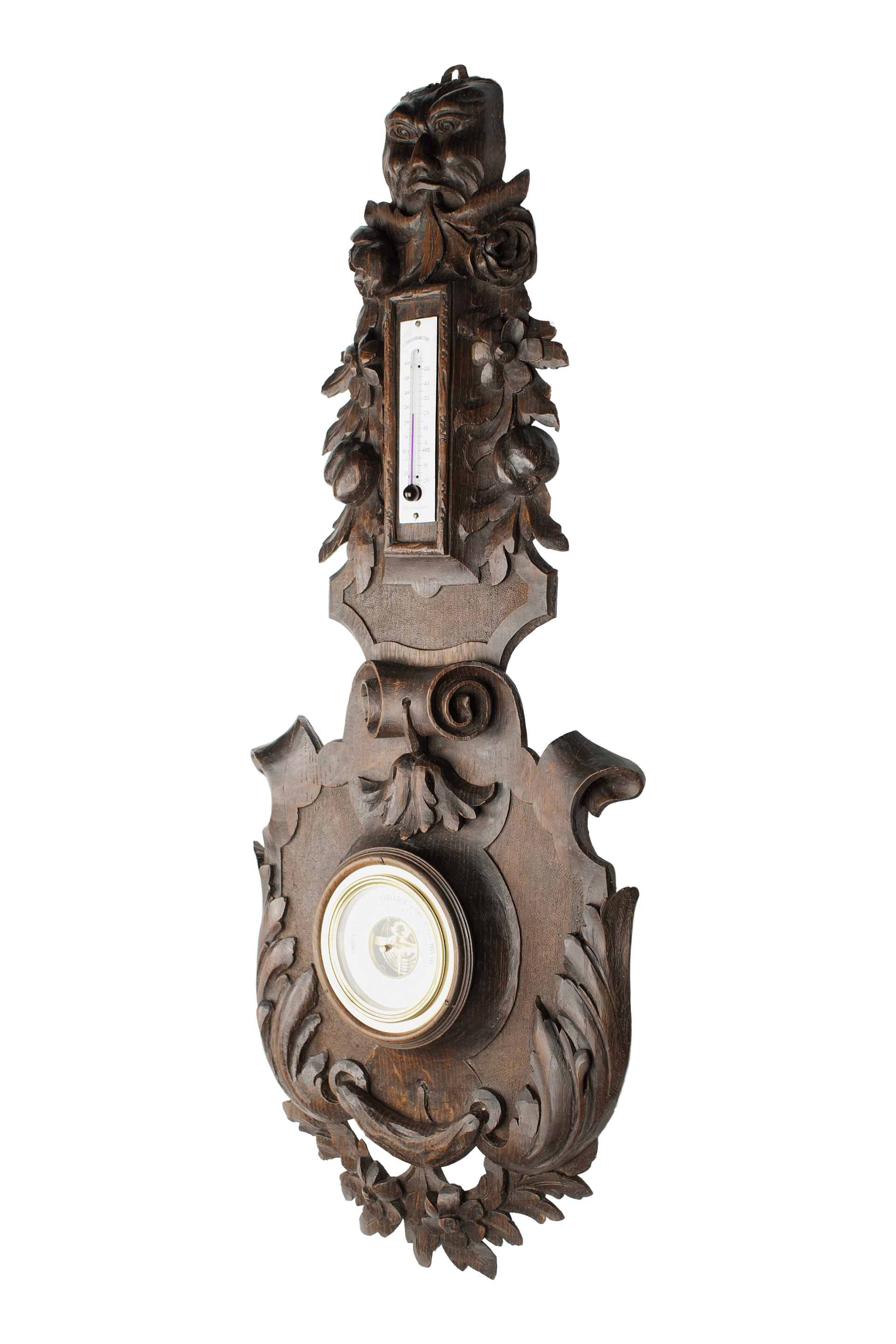 Grotesque Green Man Aneroid Barometer