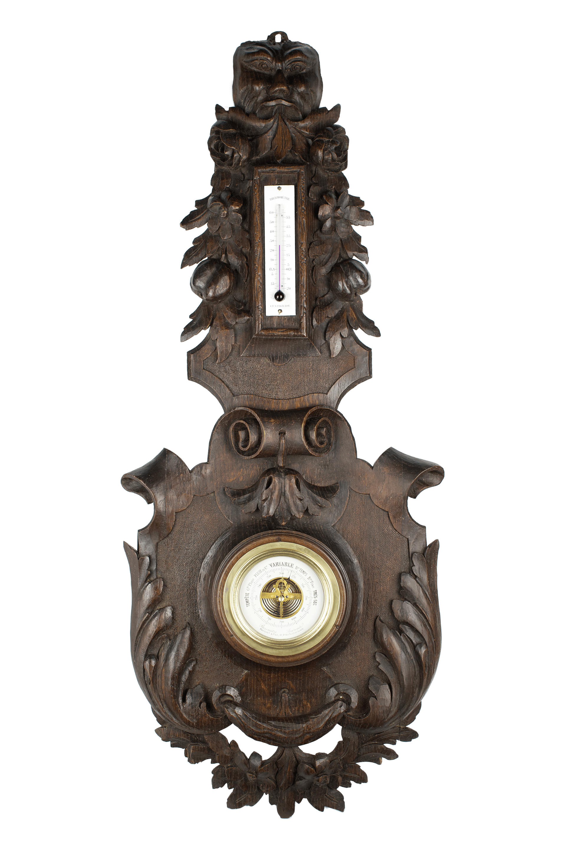Grotesque Green Man Aneroid Barometer