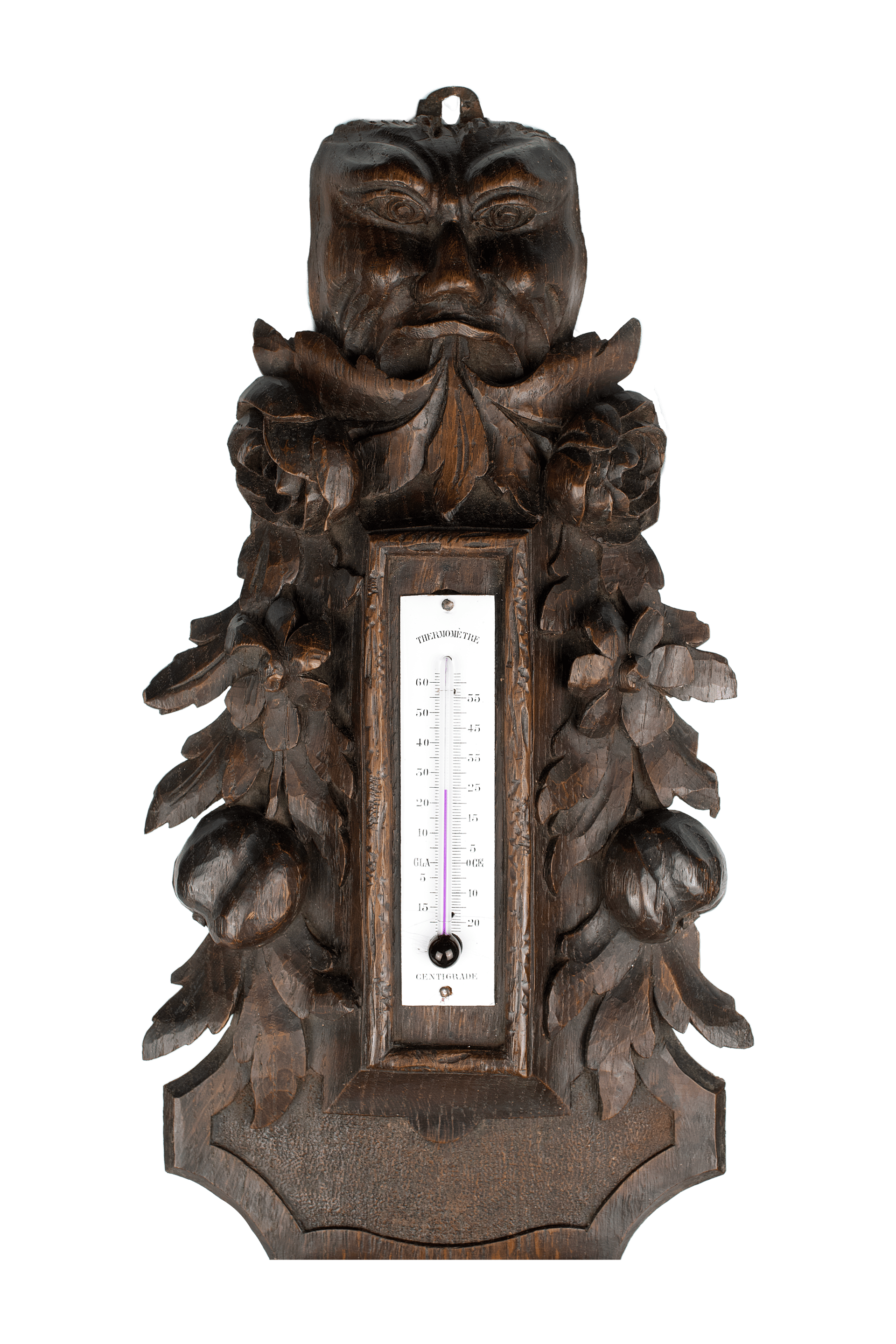 Grotesque Green Man Aneroid Barometer