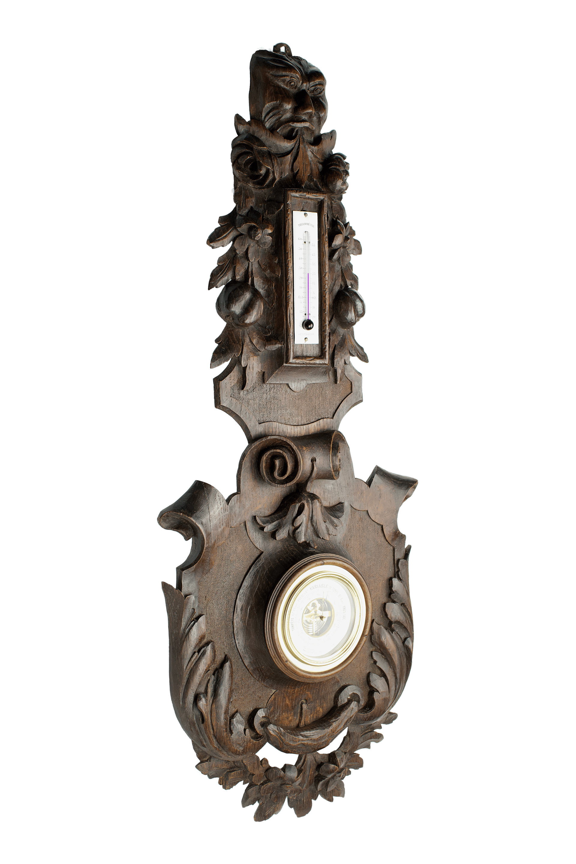 Grotesque Green Man Aneroid Barometer