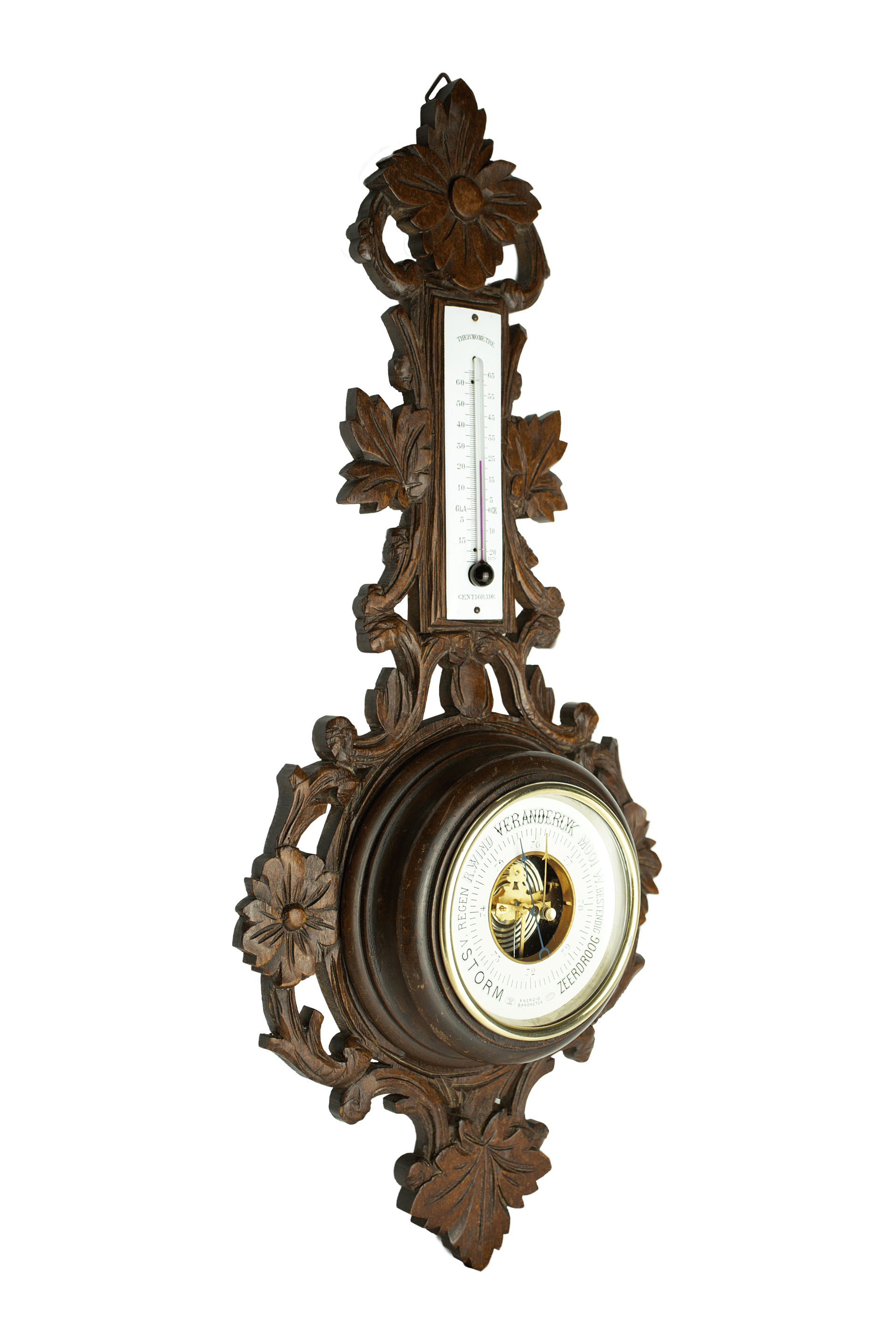 Ornately Carved Wooden Case Barometer