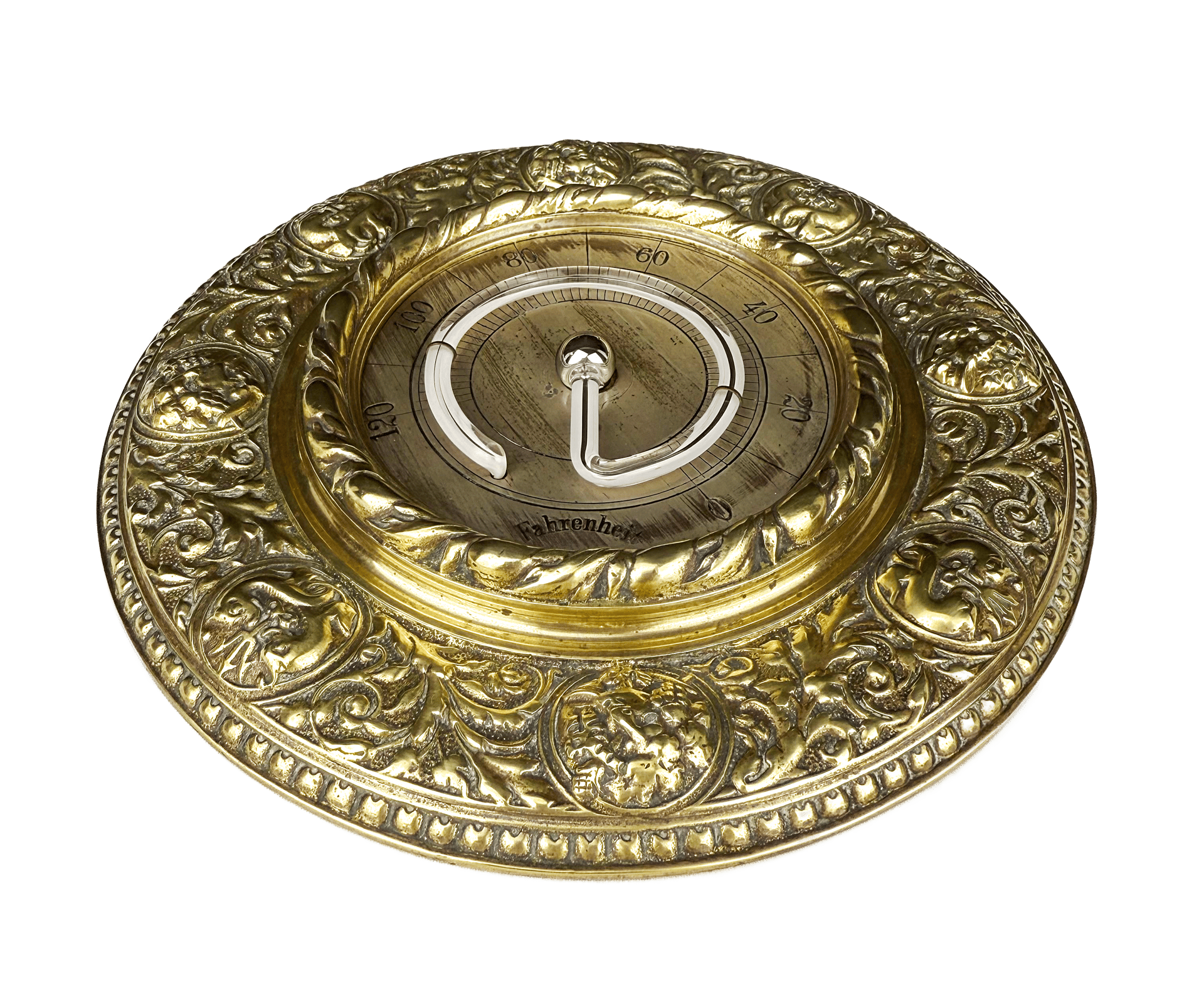 Bronze-Mounted Mercury Thermometer with Medallions