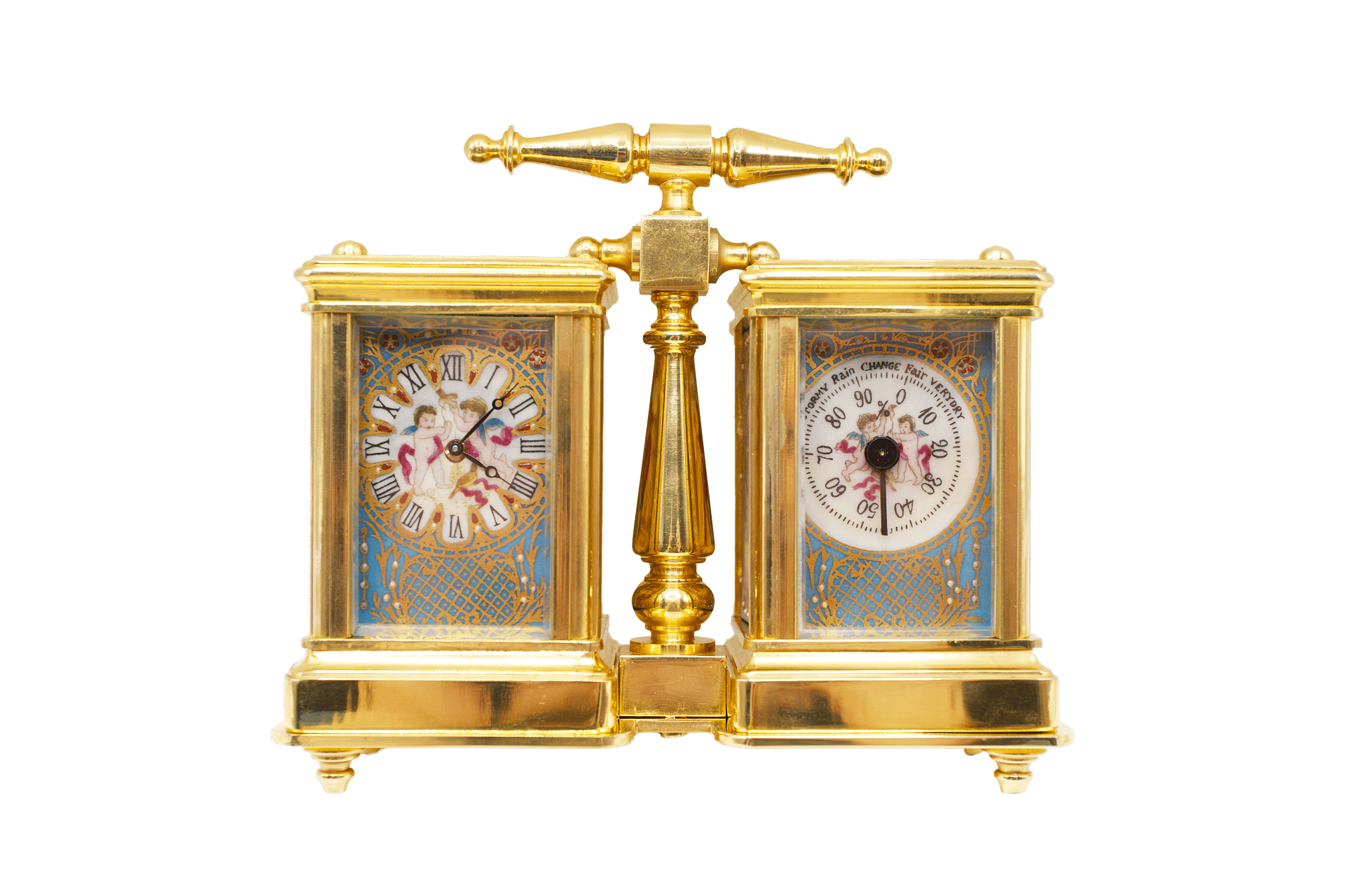 Carriage clock with barometer