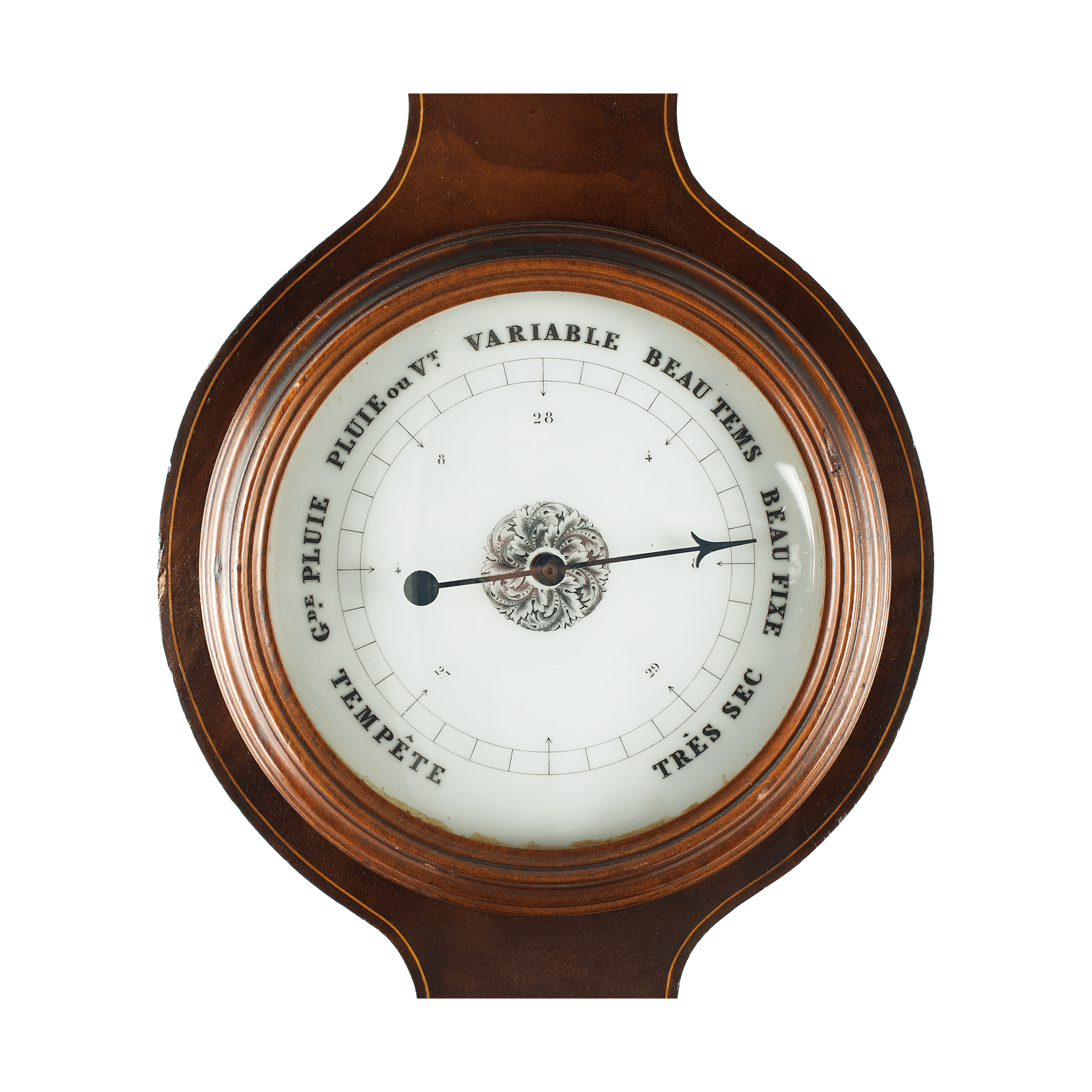 Flame-mahogany 6-inch dial Wheel Barometer