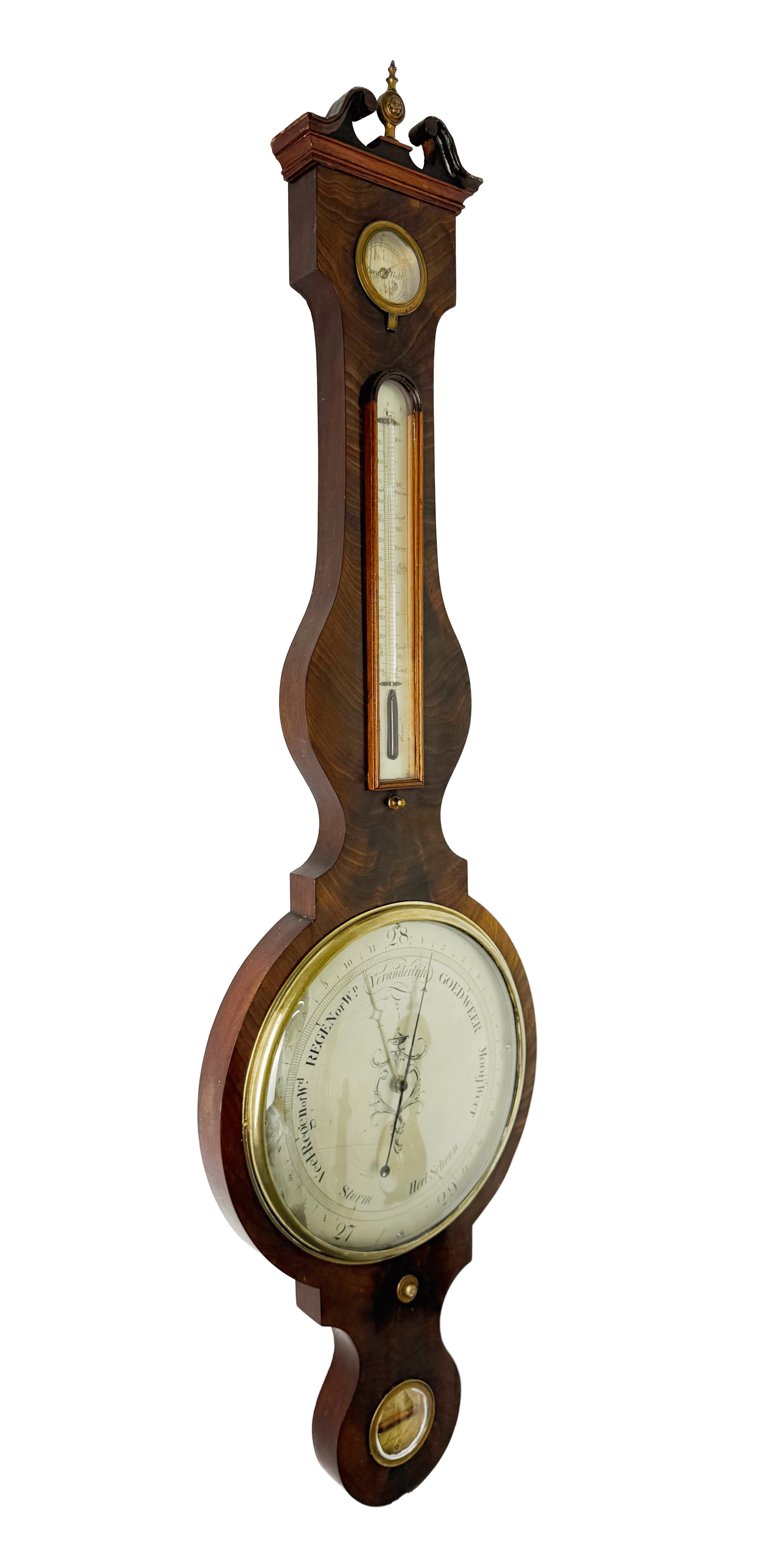 Dutch mahogany wheel barometer