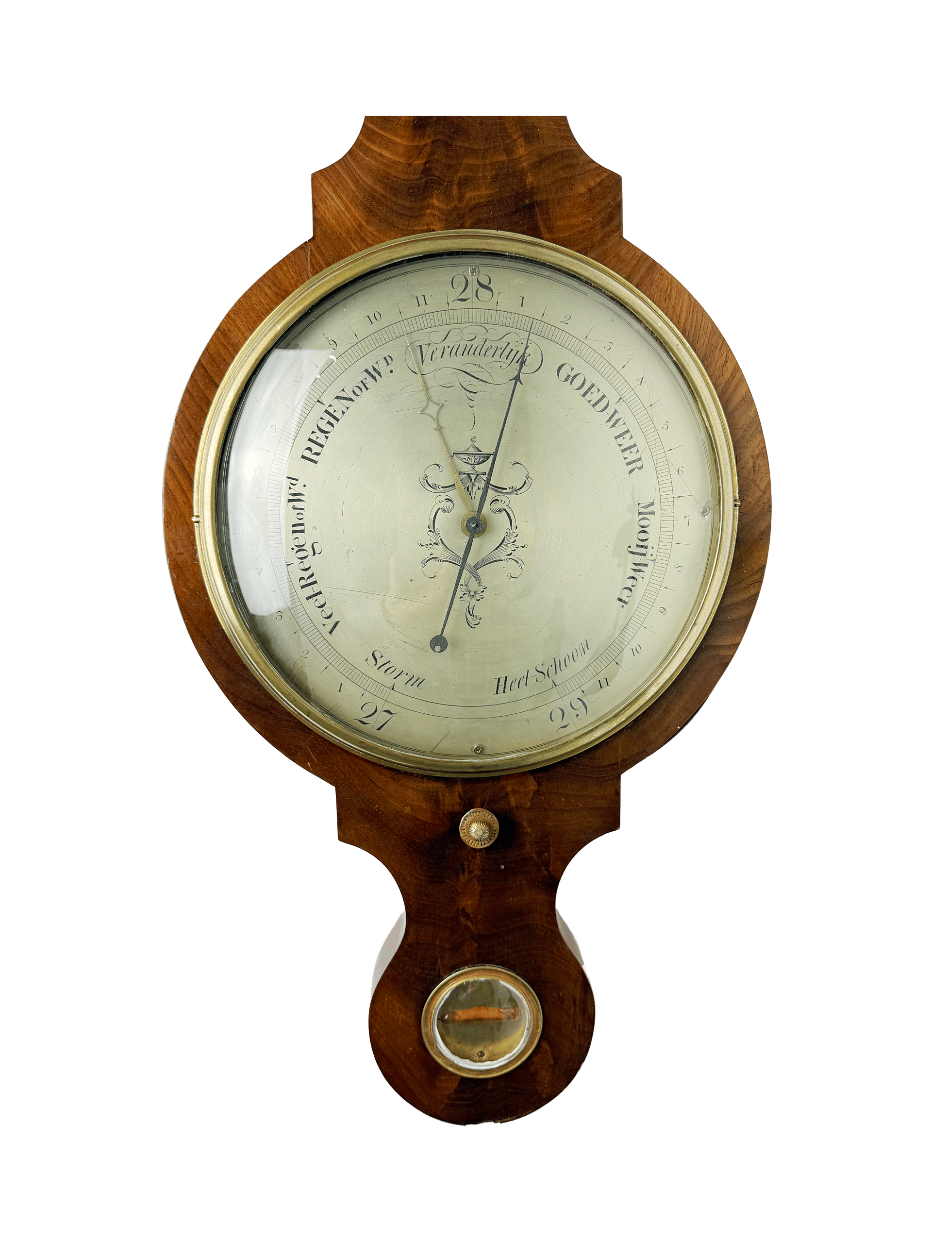 Dutch mahogany wheel barometer