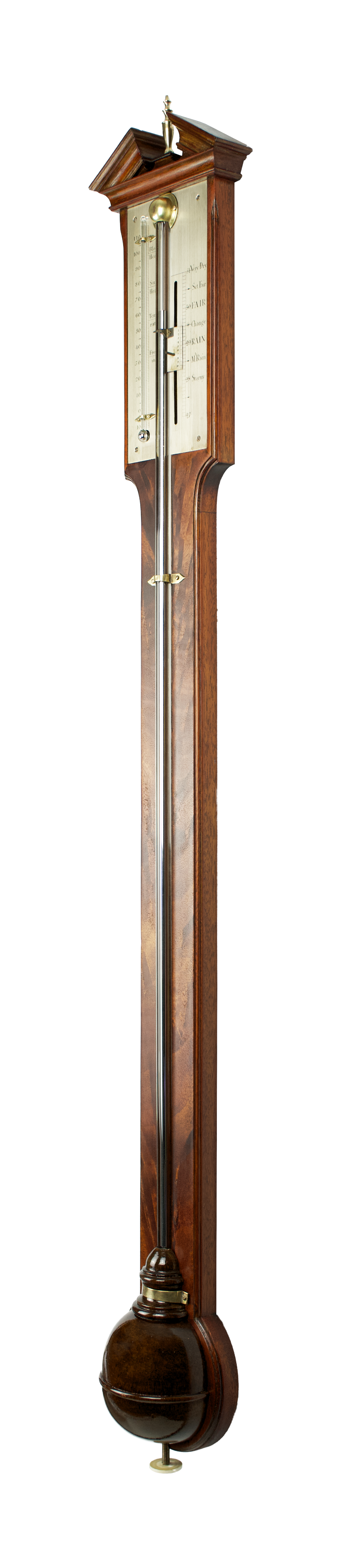 Flame-mahogany stick barometer