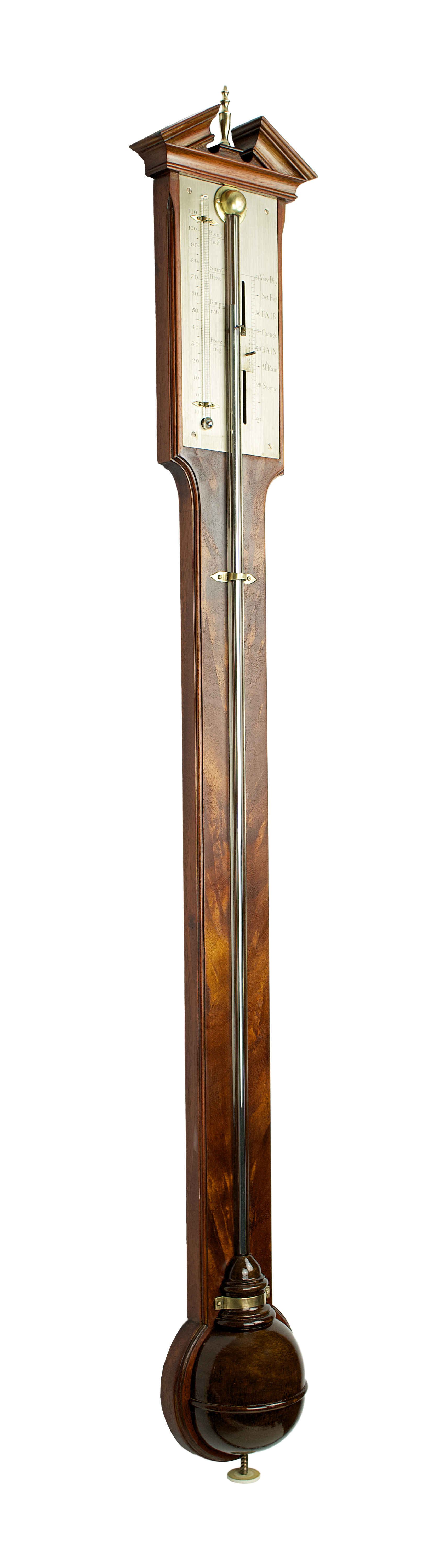 Flame-mahogany stick barometer