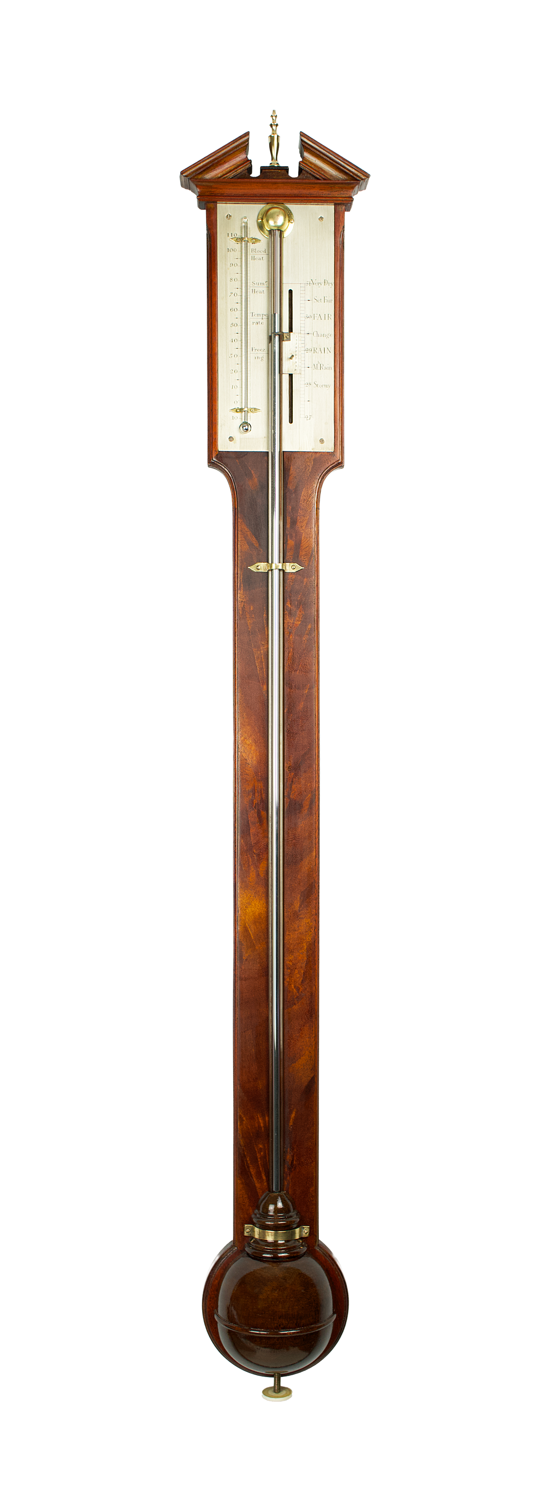 Flame-mahogany stick barometer