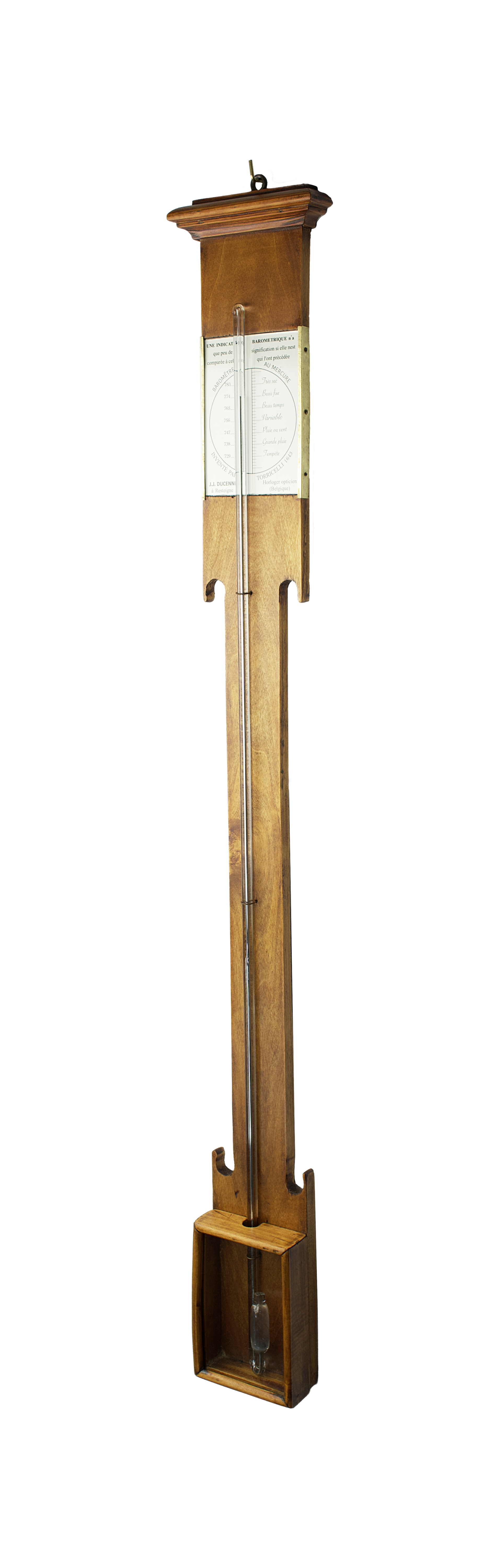 Stick barometer featuring a glazed cistern box
