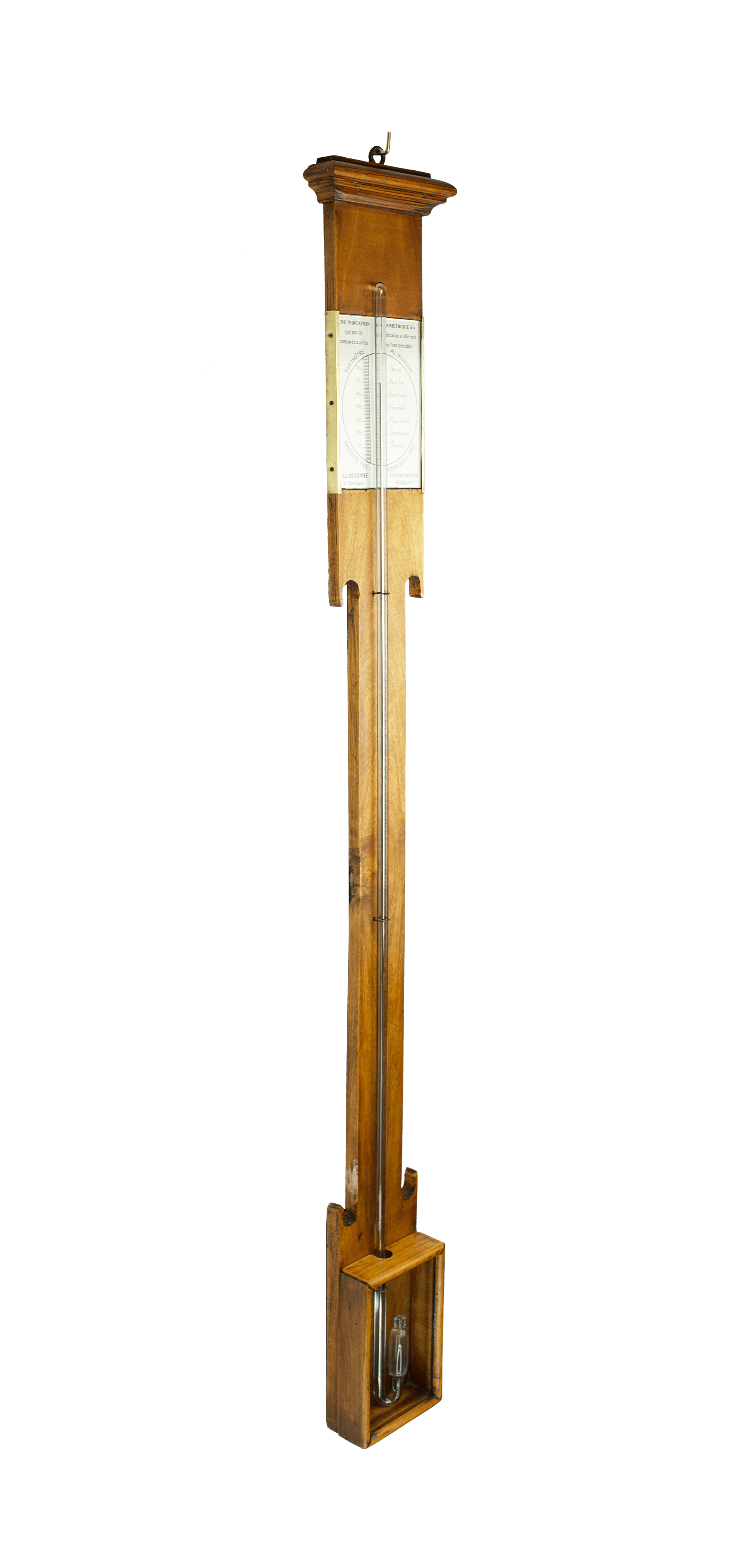 Stick barometer featuring a glazed cistern box