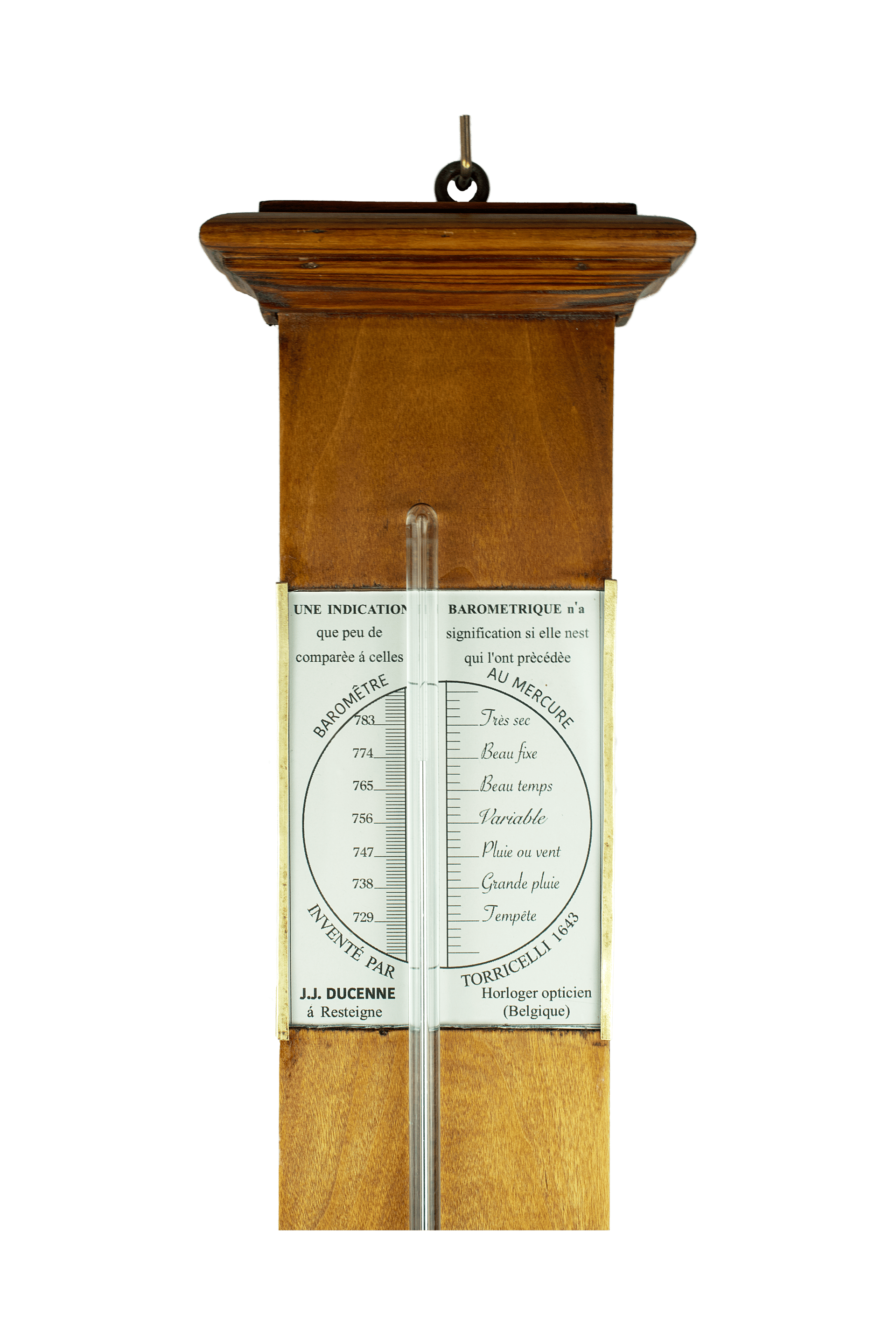 Stick barometer featuring a glazed cistern box