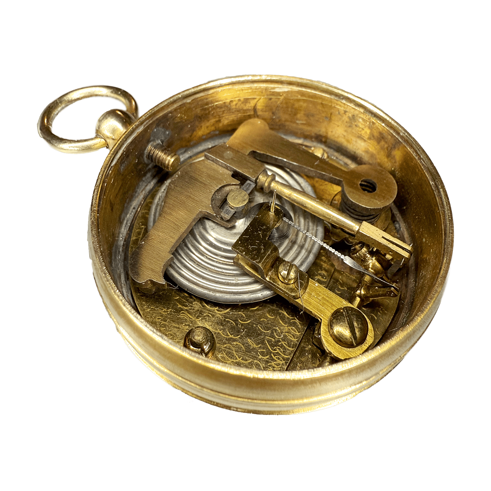 Watch-size aneroid barometer with an ornamented dial