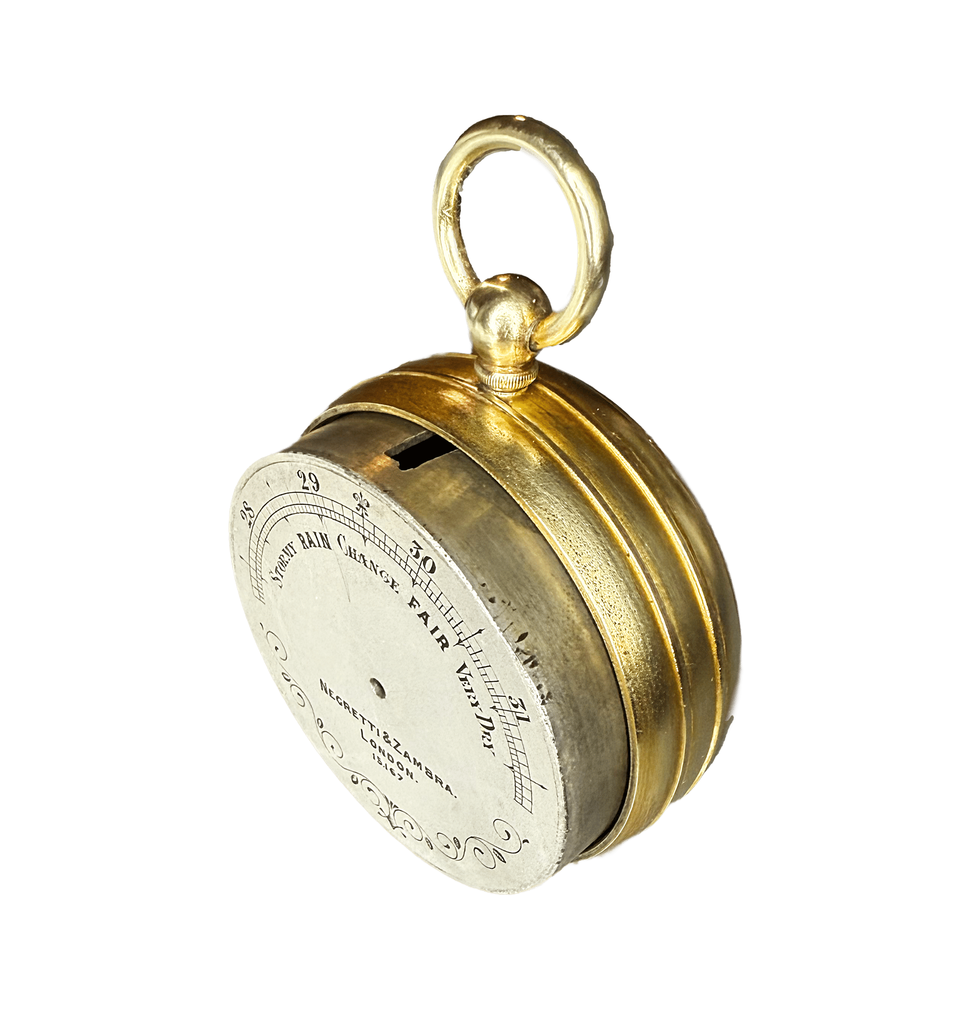 Watch-size aneroid barometer with an ornamented dial
