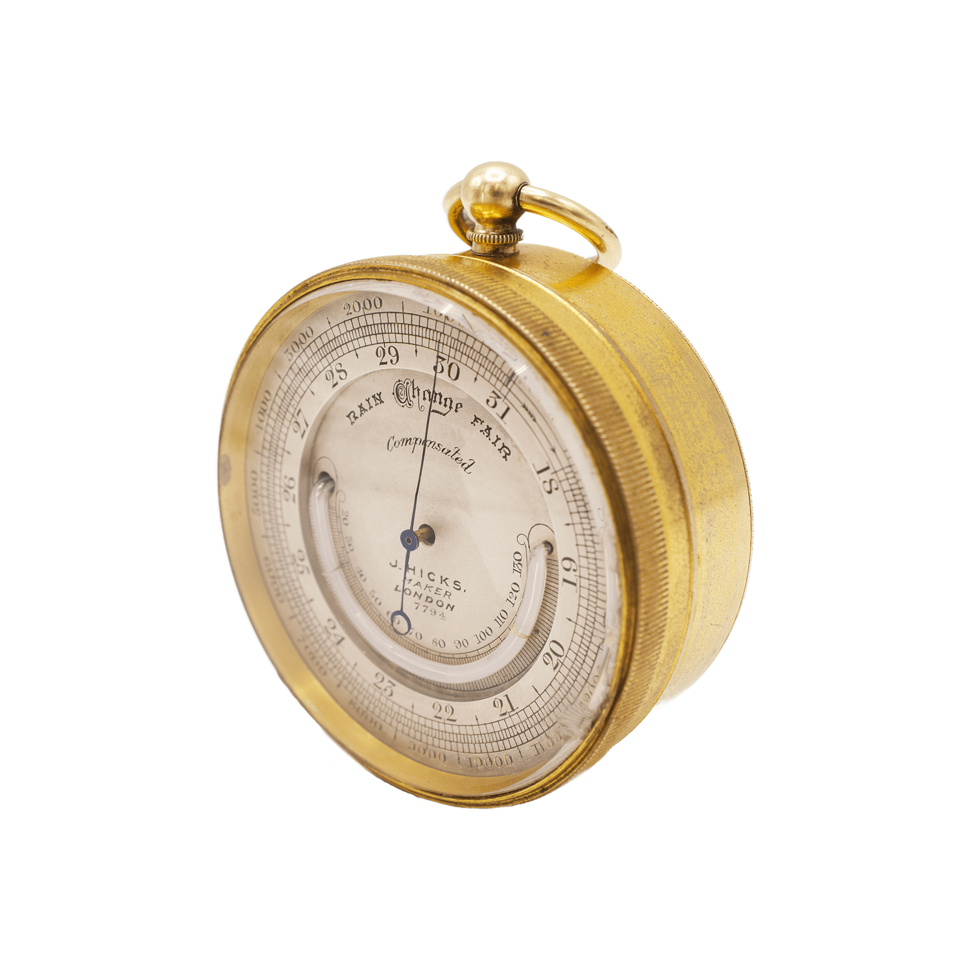 Pocket barometer featuring a thermometer