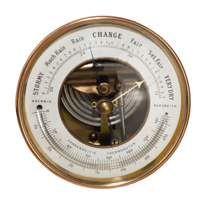 Hanging brass-cased barometer