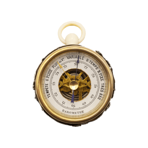 Ivory-cased silver-mounted aneroid barometer