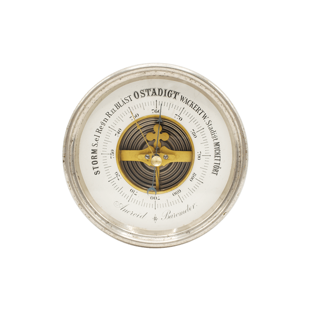 Nickel-Plated Brass Desk Barometer thumbnail 1