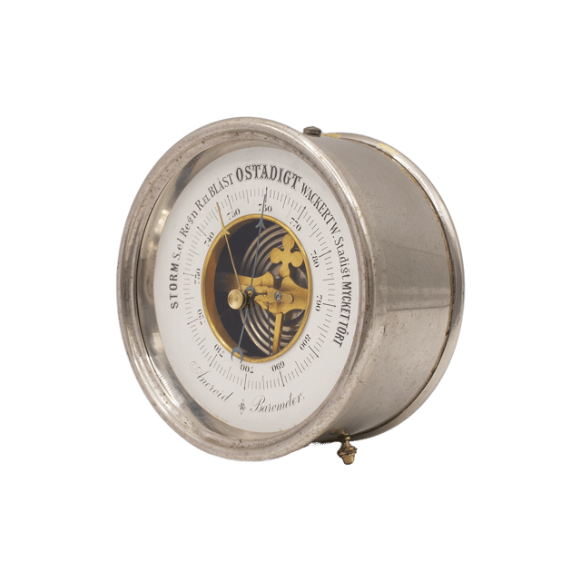 Nickel-Plated Brass Desk Barometer thumbnail 2