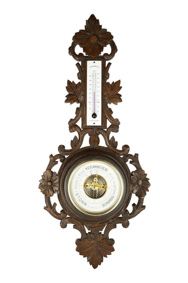 Ornately Carved Wooden Case Barometer thumbnail 1