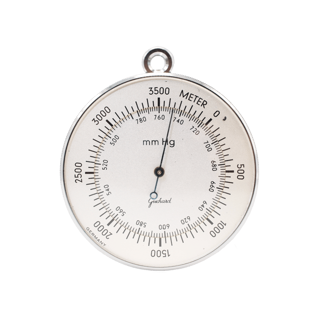 Altimetric barometer in a leather case