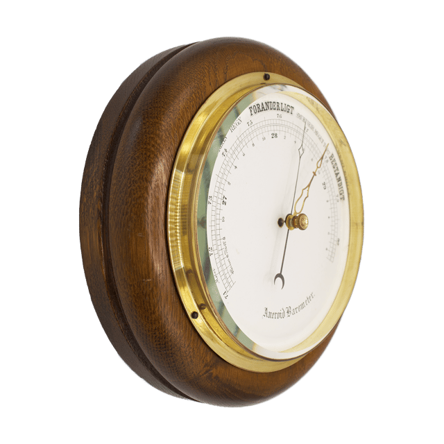 Very early oak case aneroid barometer thumbnail 2
