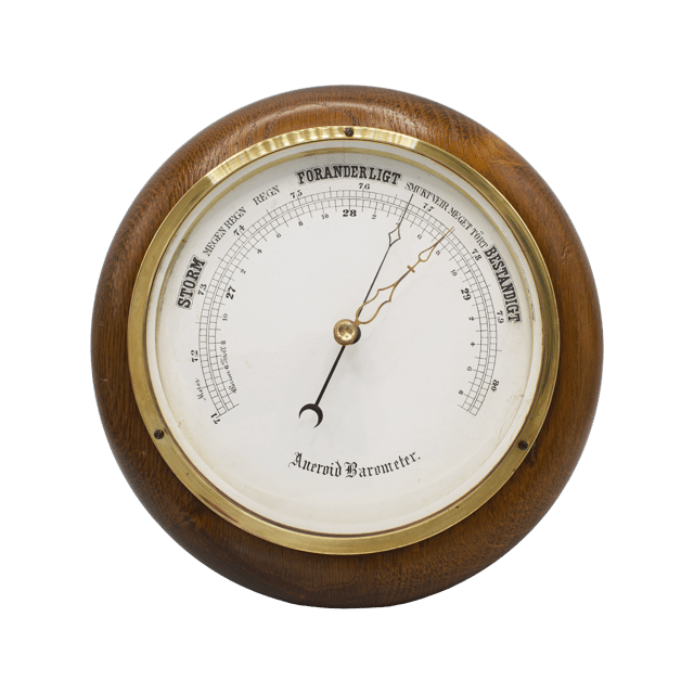 Very early oak case aneroid barometer thumbnail 1