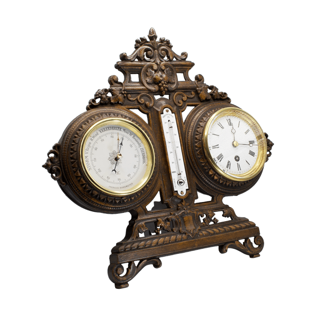 Mantel clock with barometer and thermometer thumbnail 2