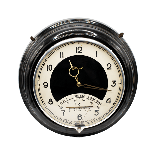 Mayak Wall Clock with Barometer and Thermometer