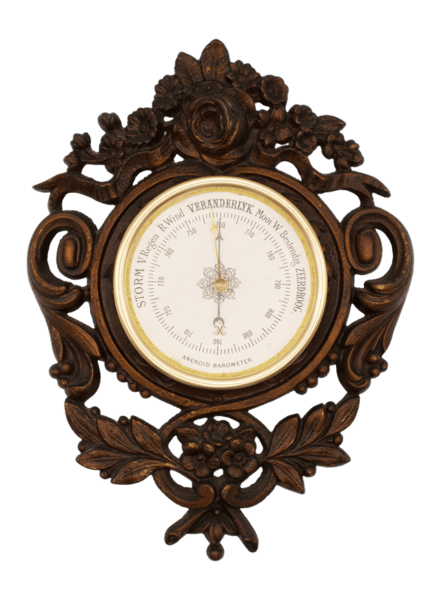 Floral Cast-Iron Aneroid Barometer thumbnail 1