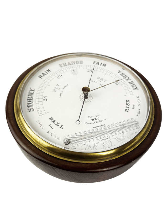 Thin frame mahogany marine barometer thumbnail 4