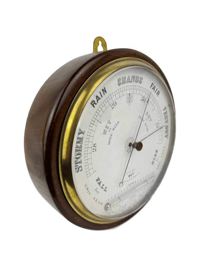 Thin frame mahogany marine barometer thumbnail 2