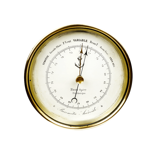 Early aneroid barometer on a wooden stand thumbnail 3