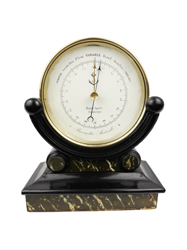 Early aneroid barometer on a wooden stand thumbnail 1
