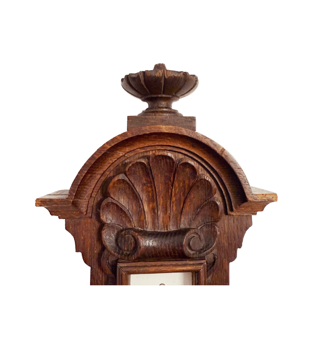 Carved oak English wall-mounted barometer thumbnail 6