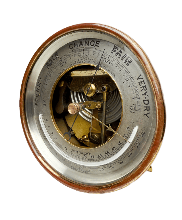 Royal desk barometer in a silver-mounted leather case thumbnail 11