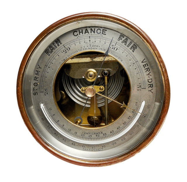 Royal desk barometer in a silver-mounted leather case thumbnail 7