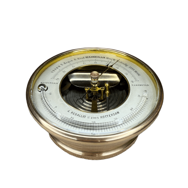 Brass-cased Dutch aneroid barometer thumbnail 3