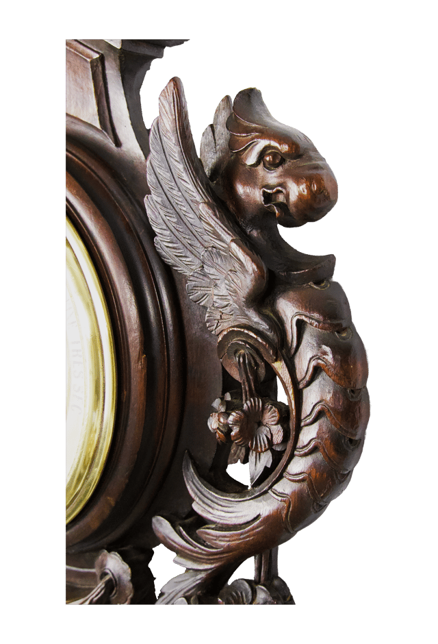 Carved oak case with griffins barometer thumbnail 5