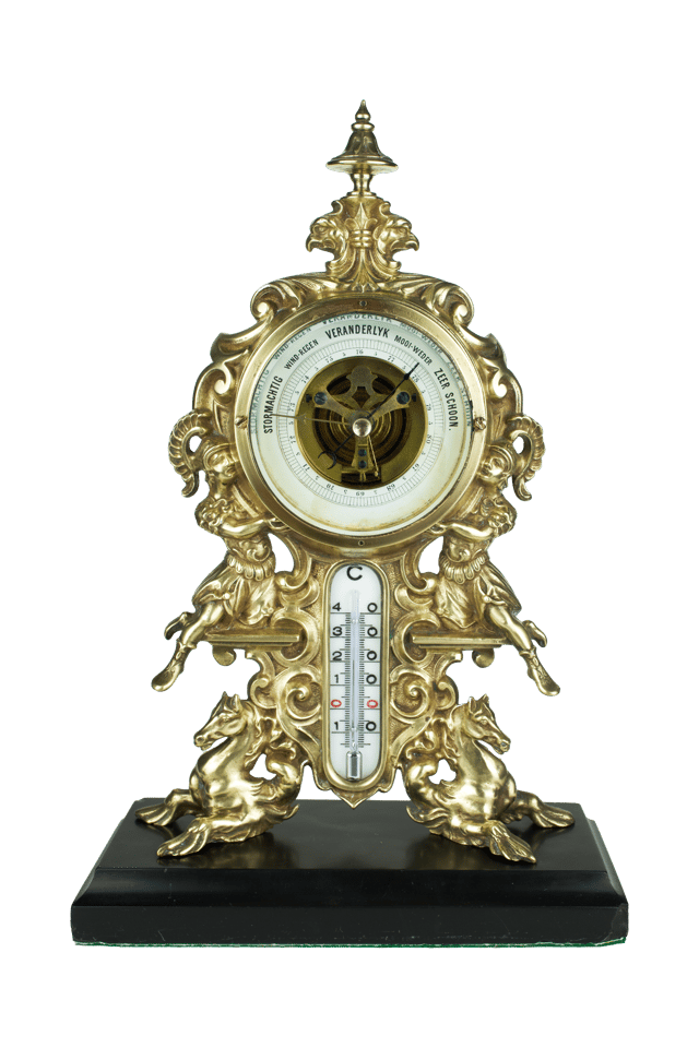 Baroque-ornamented desk barometer