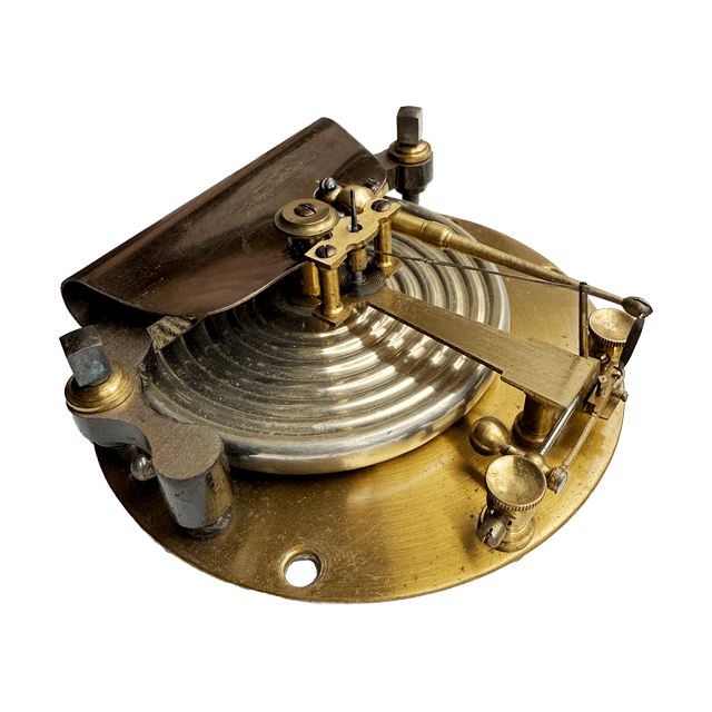 Brass-cased barometer on a burr oak stand thumbnail 11