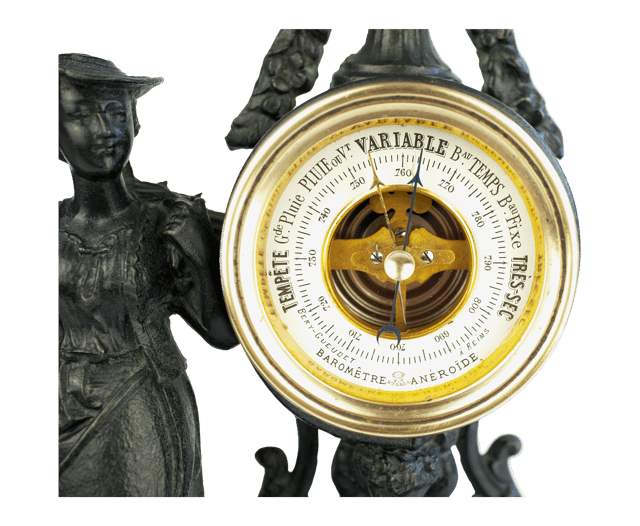 Napoleon III Figural Cast Aneroid Barometer thumbnail 5